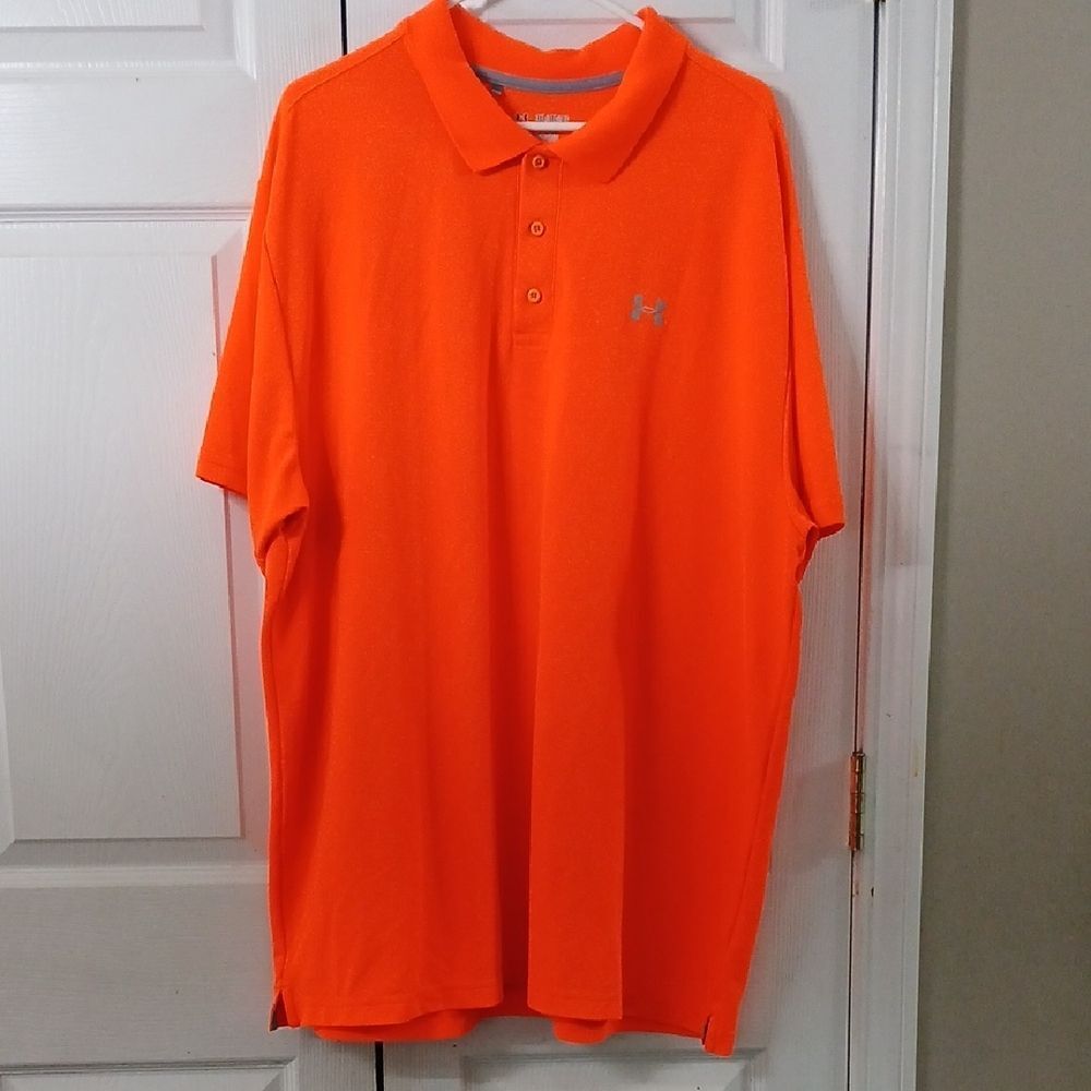 Under Armour loose heatgear Men's Neon Orange Polo Shirt Sz 3XL NWOT
